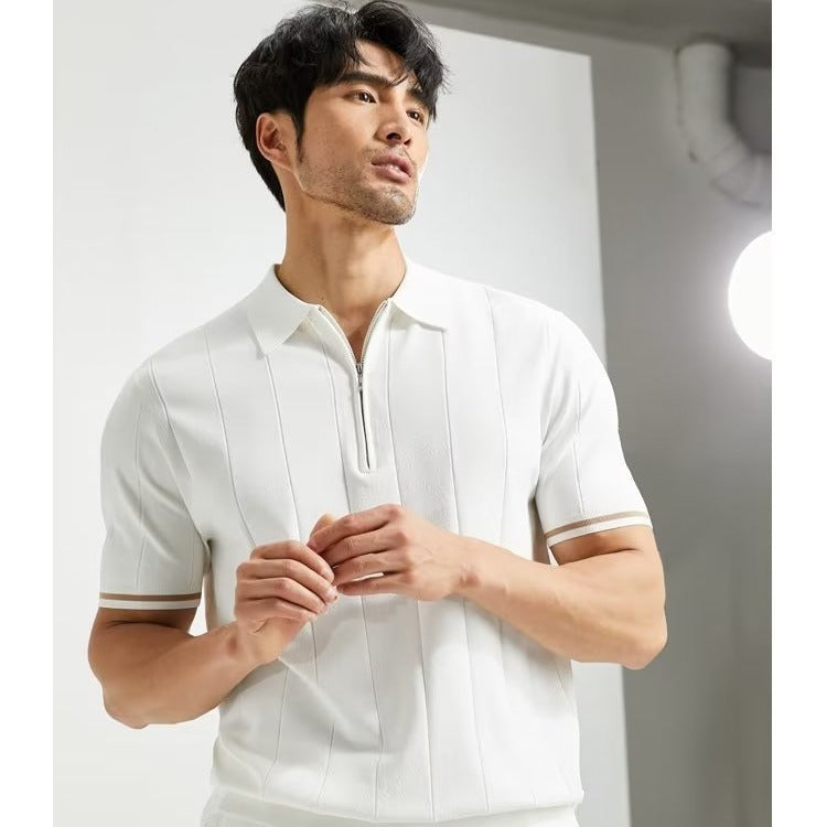 Short-sleeved Polo Shirt Artistic Men's Fashionable Simple Trendy Youth Popularity Standard Printing
